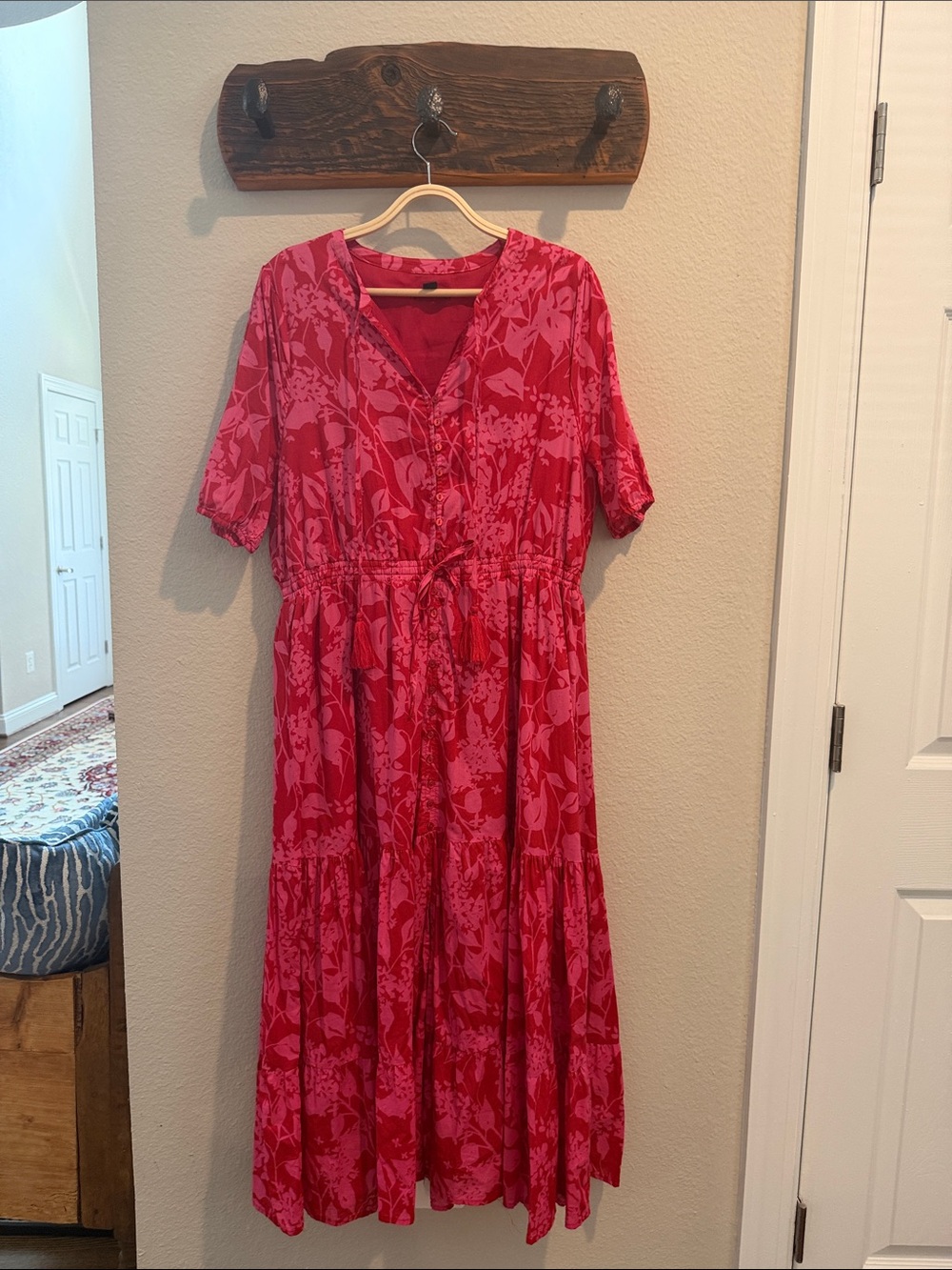 Saks Fifth Avenue Pink Floral Tiered Maxi Dress